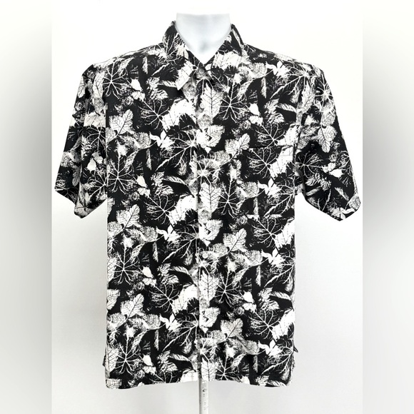 LUKA PANDORA Black and White leaf print Casual Button Down Shirt size L - Picture 1 of 12